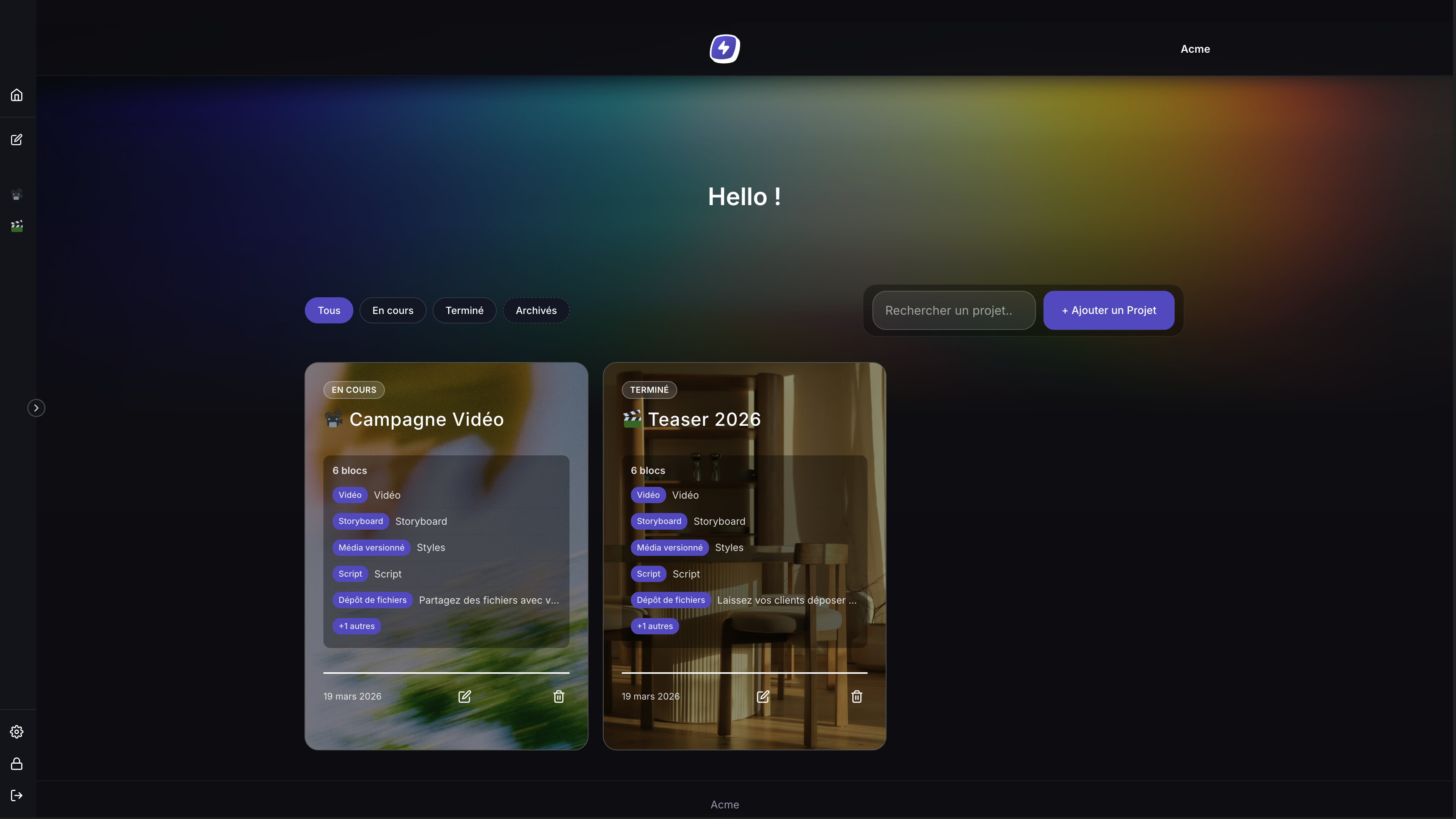 Dashboard projet